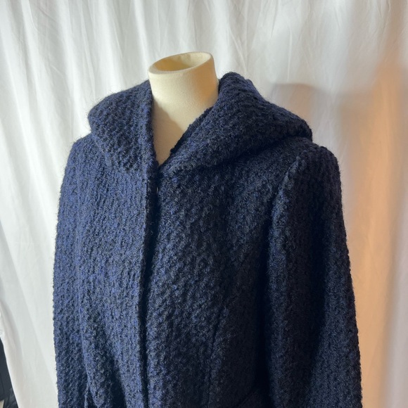 Cole Haan Signature Navy Hooded Blue Coat with Zipper & Belt - Size 12 - Picture 3 of 7